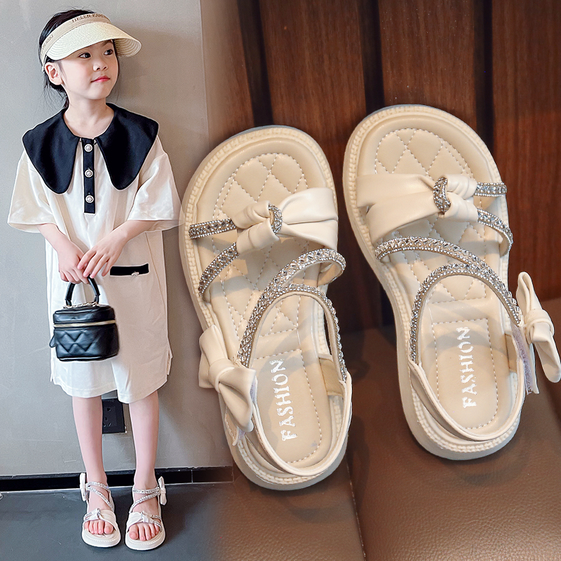 Wholesale Girls Bow Princess Sandals | Glitter Summer Dress Shoes OEM Manufacturer - Image 5