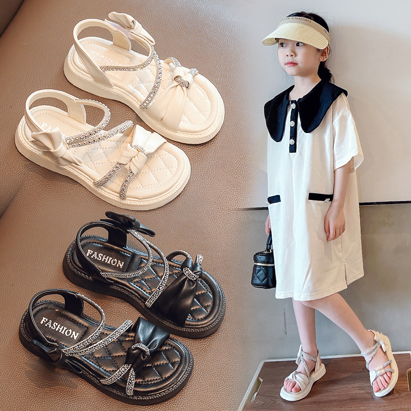 Wholesale Girls Bow Princess Sandals | Glitter Summer Dress Shoes OEM Manufacturer