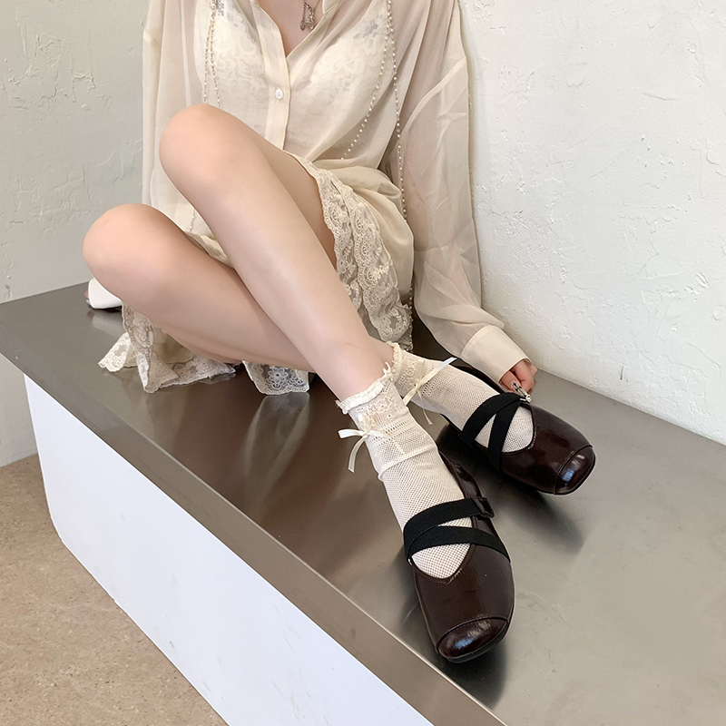 Wholesale Women’s Patent Mary Jane Flats Double Elastic Cross Strap Round Toe Dress Shoes - Image 4