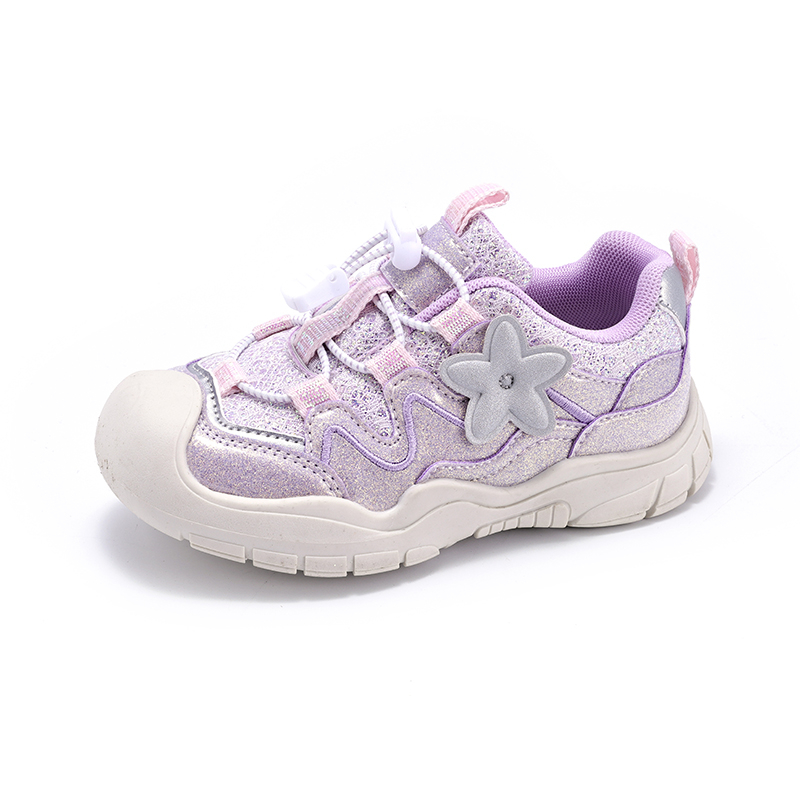 Wholesale Viral girls' sparkly star platform sneakers, breathable - 图片 3