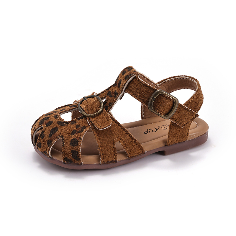 Wholesale Girls Leopard Sandals | Fashion Roman Style Summer Shoes with Buckle Strap Kids Casual Footwear OEM Factory - Image 2
