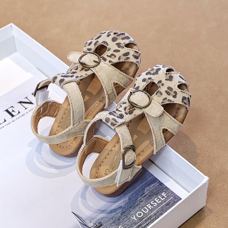 Wholesale Girls Leopard Sandals | Fashion Roman Style Summer Shoes with Buckle Strap Kids Casual Footwear OEM Factory - Image 4