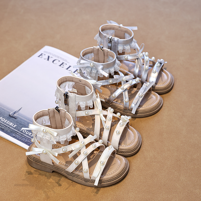 Girls Pearl Bow Gladiator Sandals Wholesale | OEM ODM