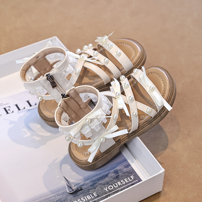 Girls Pearl Bow Gladiator Sandals Wholesale | OEM ODM - Image 4