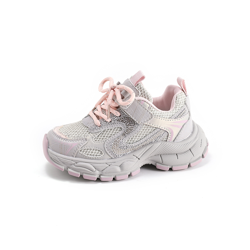 Sparkle Mesh Kids Sneakers Breathable Chunky Running Shoes for Girls Lightweight Trendy Sport Footwear - Image 2
