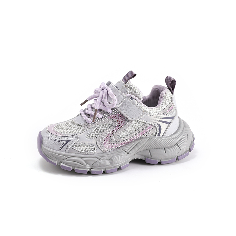 Sparkle Mesh Kids Sneakers Breathable Chunky Running Shoes for Girls Lightweight Trendy Sport Footwear - Image 3