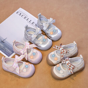 Girls Floral Bow Mary Jane Mesh Sandals Wholesale | OEM ODM