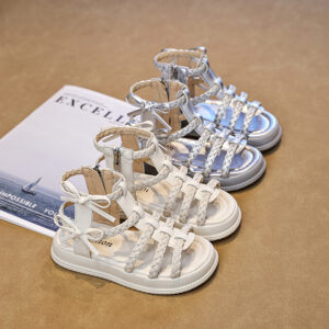 Girls Braided High‑Ankle Roman Sandals Wholesale | OEM ODM