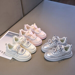 Trendy Charm Platform Kids Sneakers Bow Casual Shoes for Girls Lightweight Cute Sport Footwear