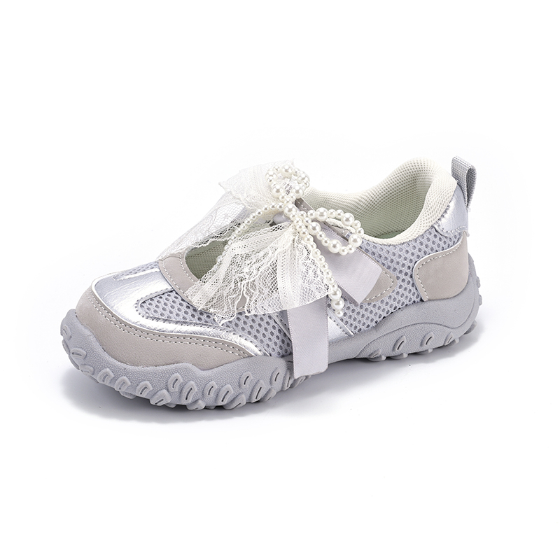 Girls Mesh Casual Mary Jane Shoes | Lace Pearl Bow Princess Sneakers Bulk - Image 3