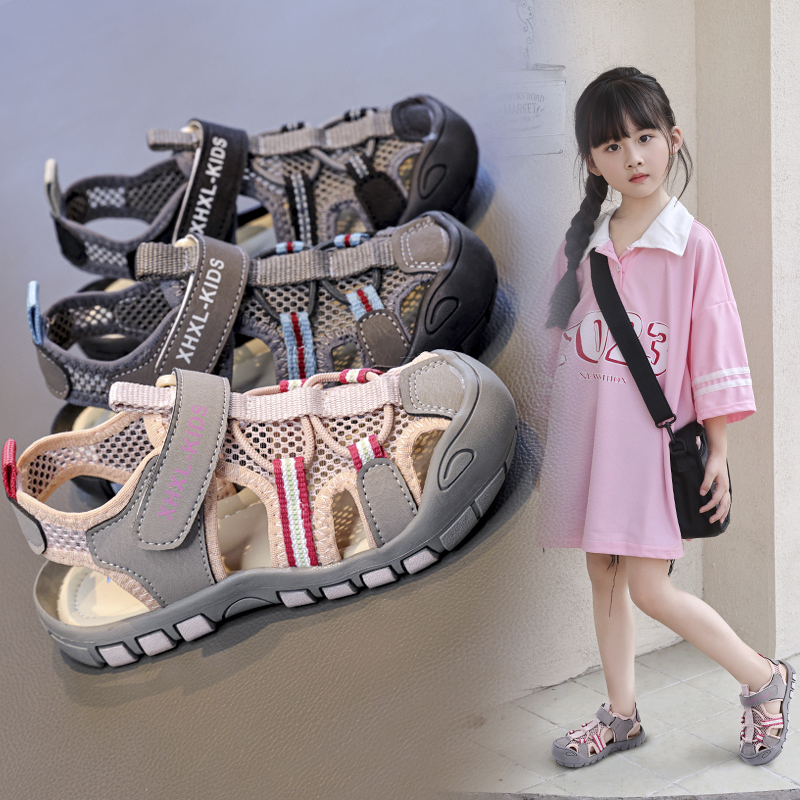2026 Summer Children Mesh Sport Sandals Boys Girls Anti‑Collision Closed Toe Sandals Bulk Order