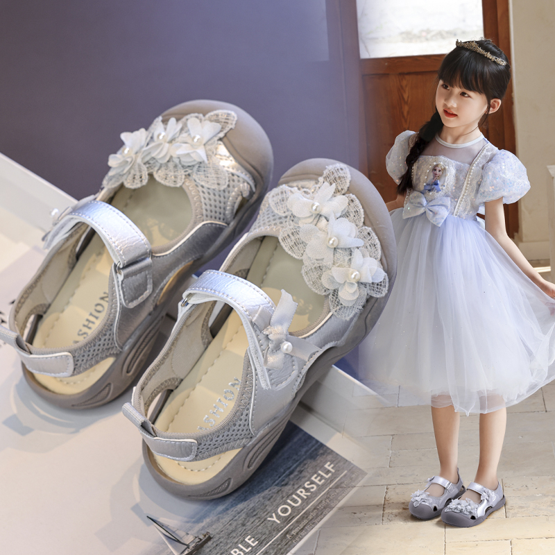 Girls Lace Pearl Flower Closed‑Toe Sandals Wholesale | OEM ODM - Image 4