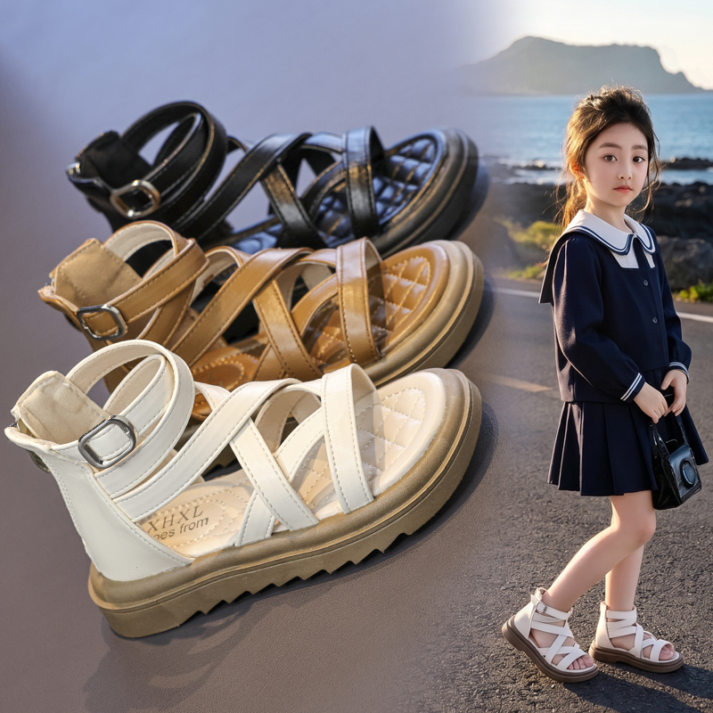 Girls Cross‑Strap High‑Ankle Gladiator Sandals Wholesale | OEM ODM