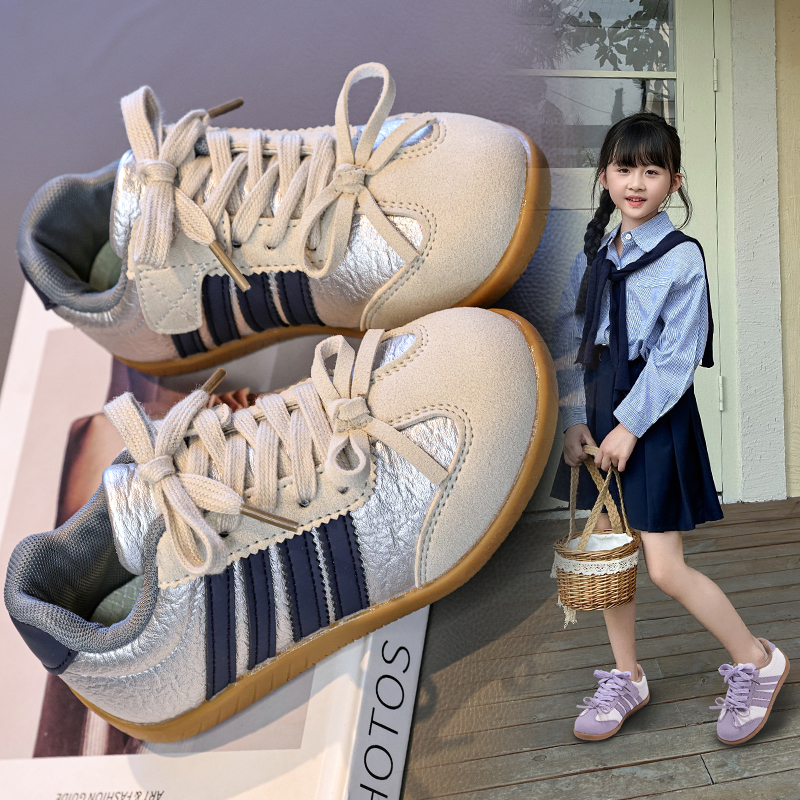 Factory Wholesale Viral Striped Kids Trainers, Non-Slip, Support OEM ODM - 图片 2