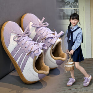 Factory Wholesale Viral Striped Kids Trainers, Non-Slip, Support OEM ODM