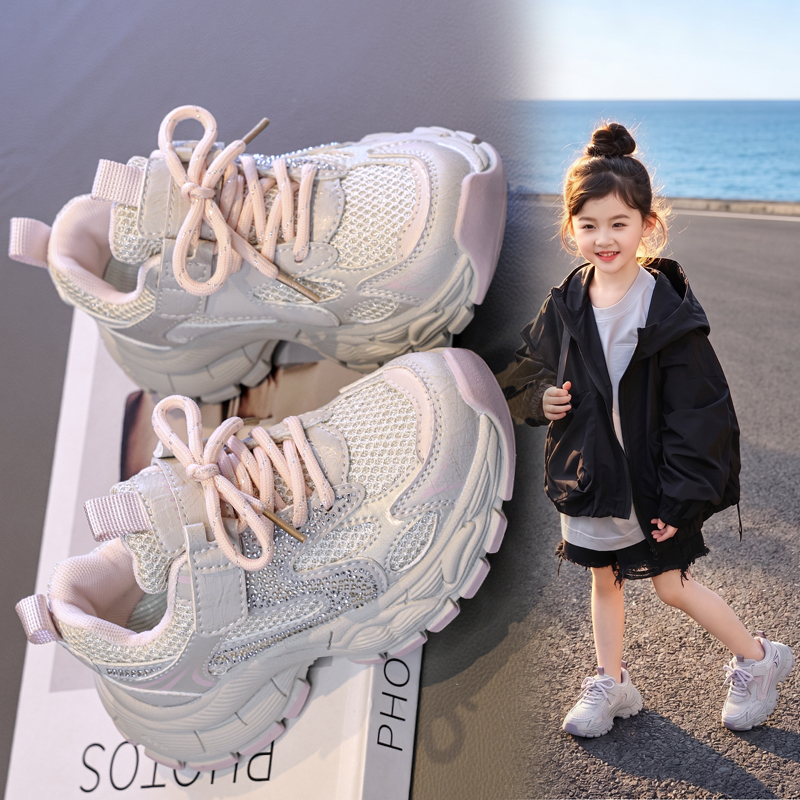 Sparkle Mesh Kids Sneakers Breathable Chunky Running Shoes for Girls Lightweight Trendy Sport Footwear - Image 5