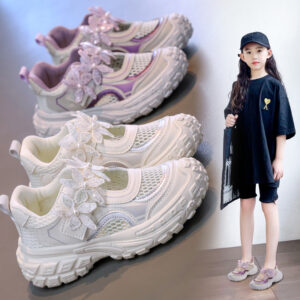 Breathable Floral Girls Sneakers Wholesale | Custom Kids Footwear