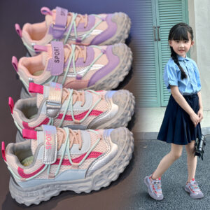 Girls Chunky Platform Sneakers | Breathable Mesh Lightweight Summer Casual Shoes for Outdoor Wear