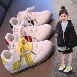 Wholesale Preppy Kids White Sneakers | OEM Boys Girls Sport Shoes Manufacturer