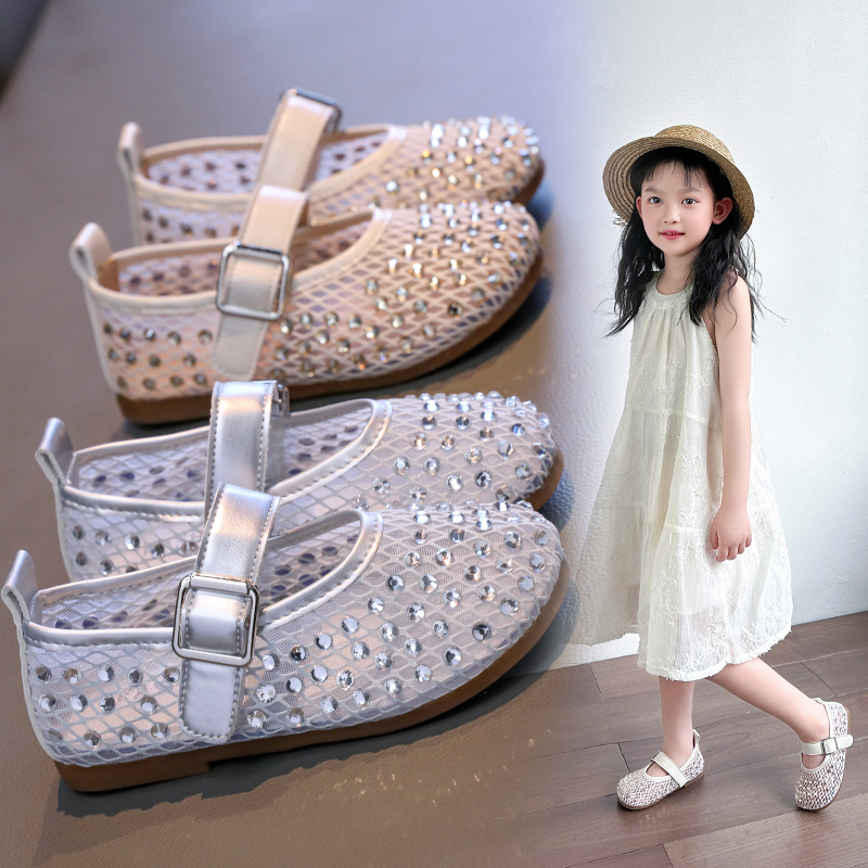 Wholesale Girls Bling Mary Jane Shoes | Rhinestone Party Sandals OEM Manufacturer