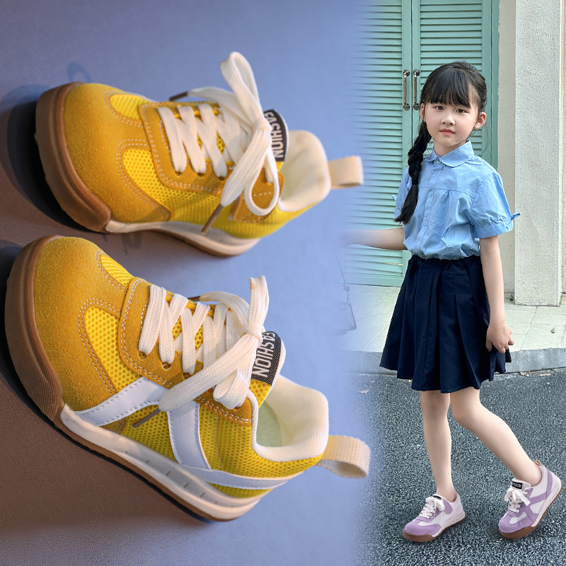 Girls Kids Sports Sneakers | Breathable Mesh Casual Lace-Up Shoes with PU Upper for All Seasons - Image 7
