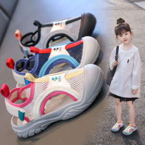 Wholesale Kids Sport Sandals | Girls Closed Toe Mesh Summer Shoes OEM