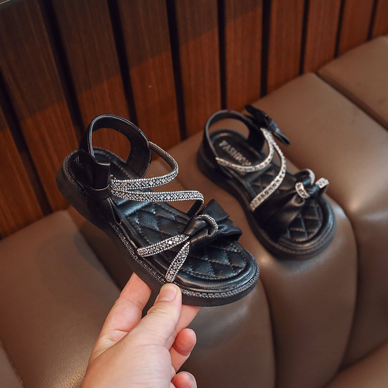 Wholesale Girls Bow Princess Sandals | Glitter Summer Dress Shoes OEM Manufacturer - Image 4