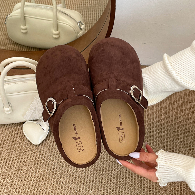 Wholesale Women’s Suede Cork Footbed Clogs Adjustable Buckle Strap Casual Mules - Image 2