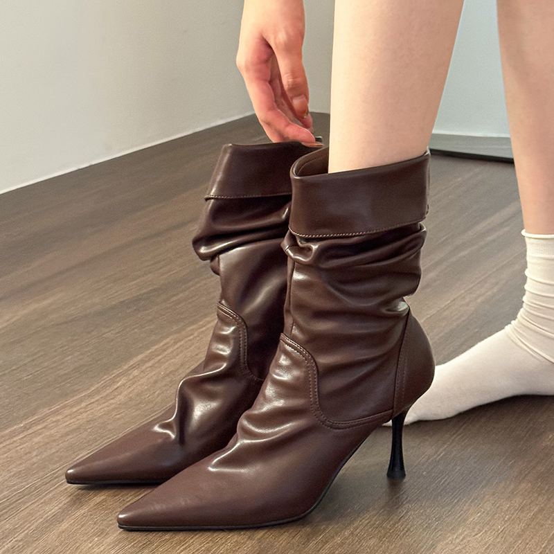 Women’s Pointed-Toe Slouchy Stiletto Ankle Boots - Image 2